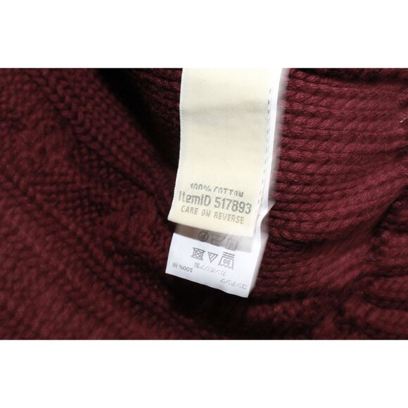 LL Bean Double L Cable Sweater Zip Cardigan Maroon Size Small - Picture 5 of 10